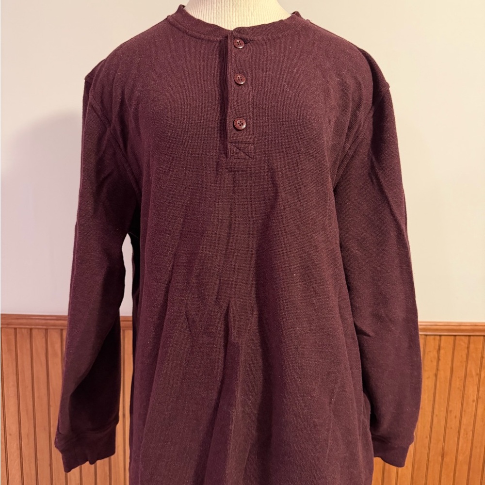 L.L. Bean Men's Burgundy Long Sleeve Henley